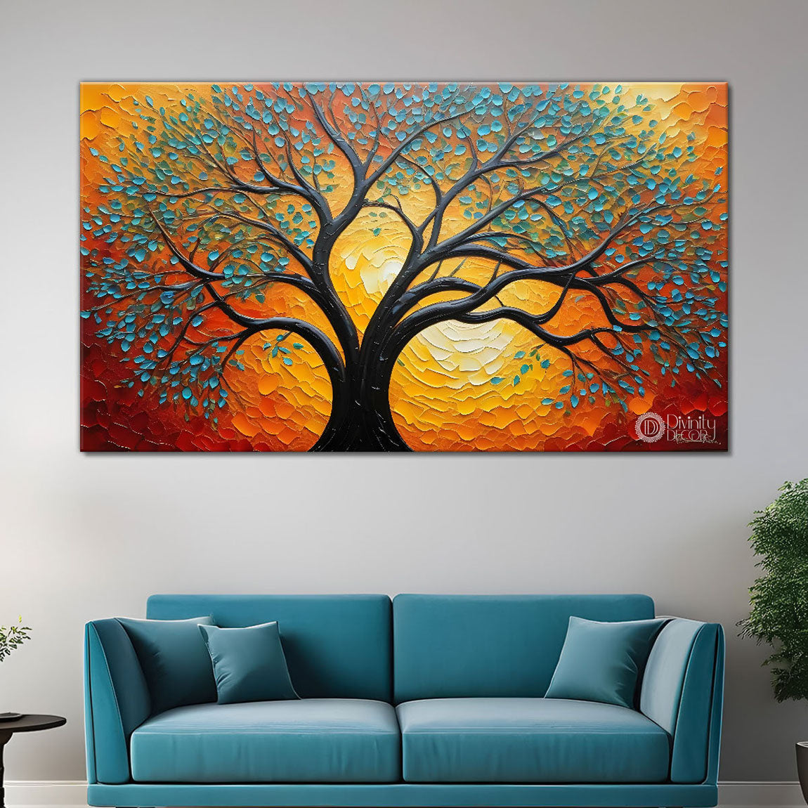 Tree in light textured modern art Canvas Painting - Design - Tree-19