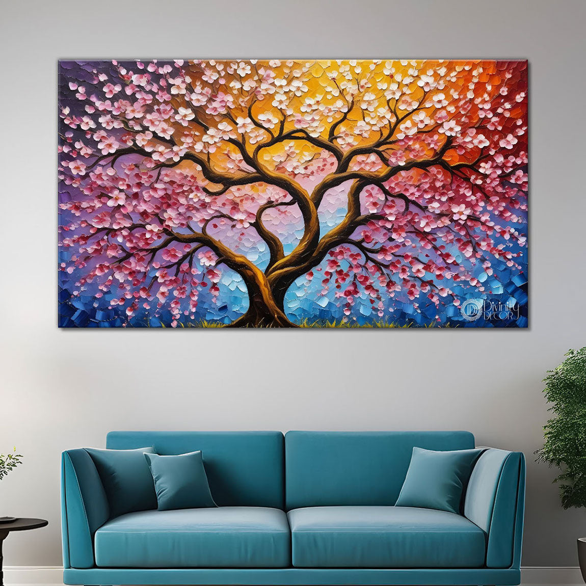 Summer tree in textured oil painting Canvas Painting - Design - Tree-22