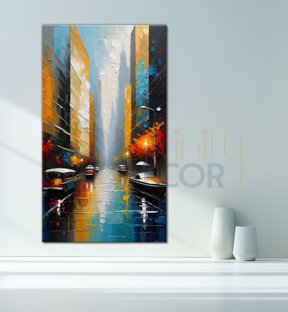 Cars on a roadin city background texutred natural art Canvas Painting - Nature Art -V-25