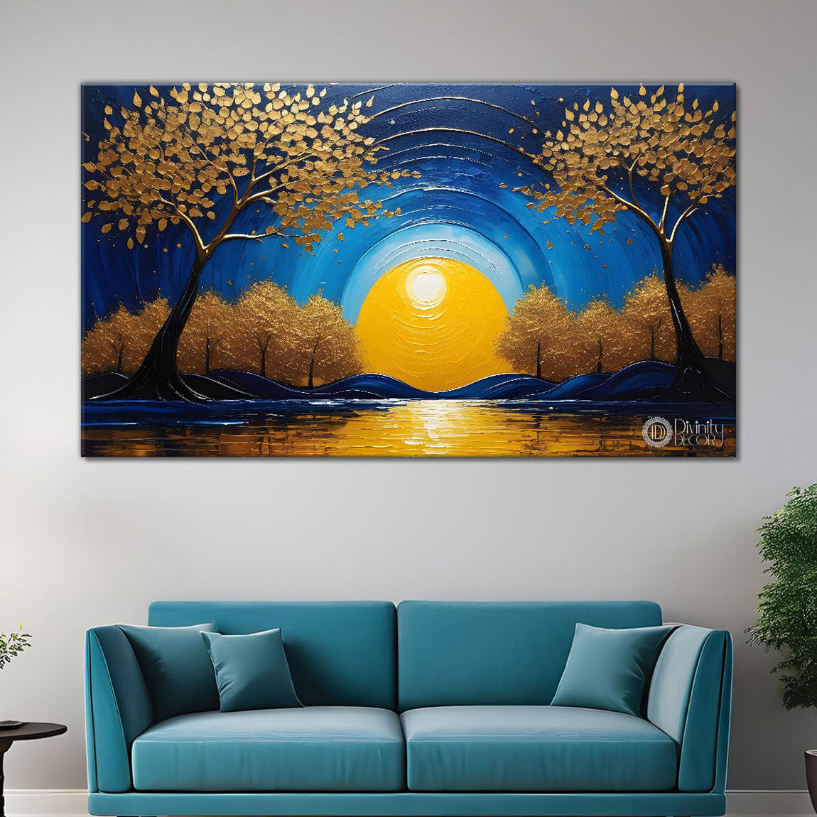 Sunset view textured oil painting Canvas Painting - Design - Tree-25