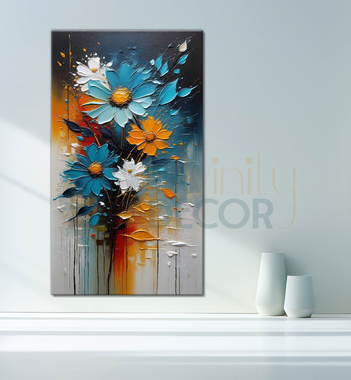 Colouful flowers textured natural art Canvas Painting - Nature Art -V-29