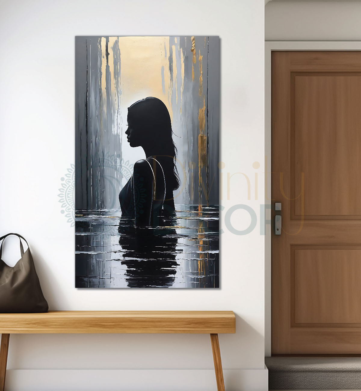 Woman shadow with grey background Canvas Painting - Design - Modern-V-2