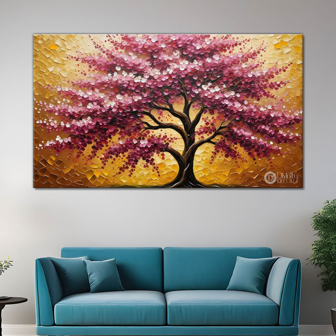 Summer tree in textured oil painting Canvas Painting - Design - Tree-32