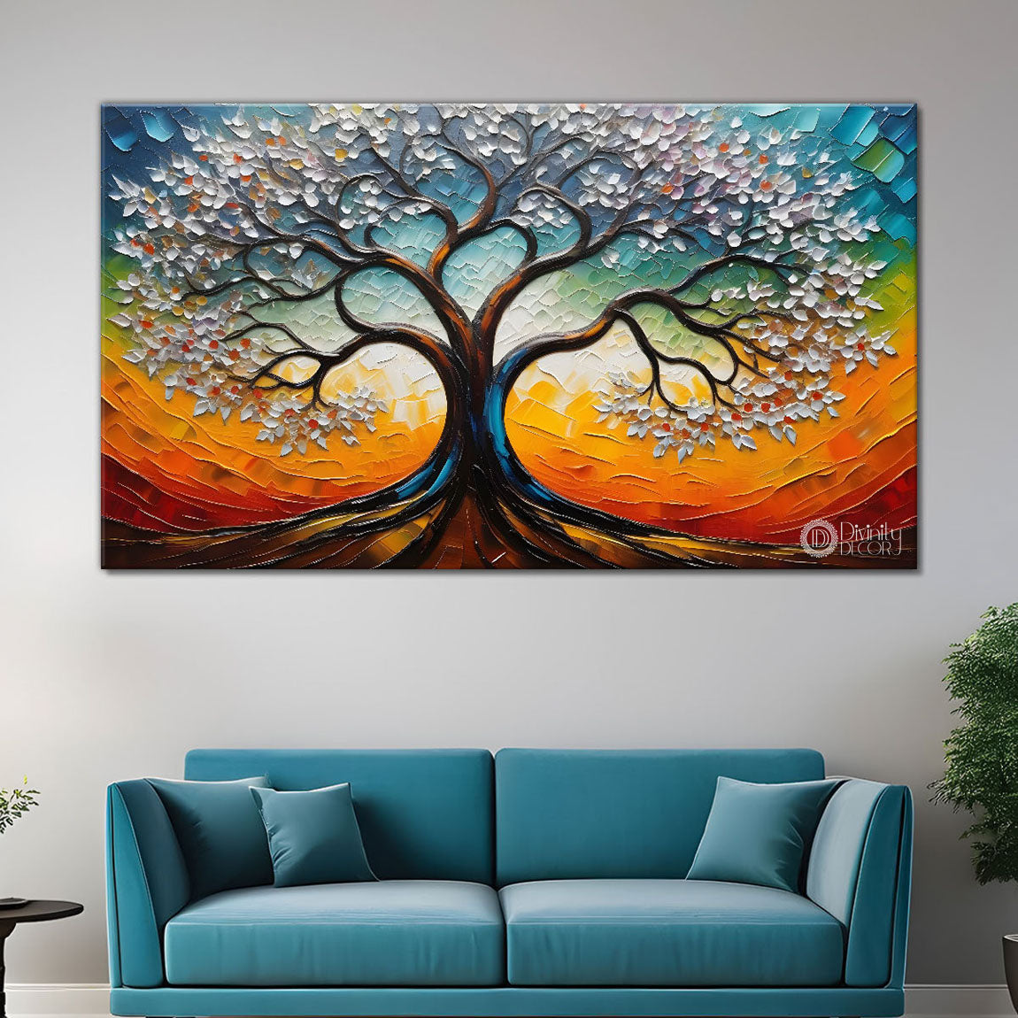 Dark textured tree modern art Canvas Painting - Design - Tree-37