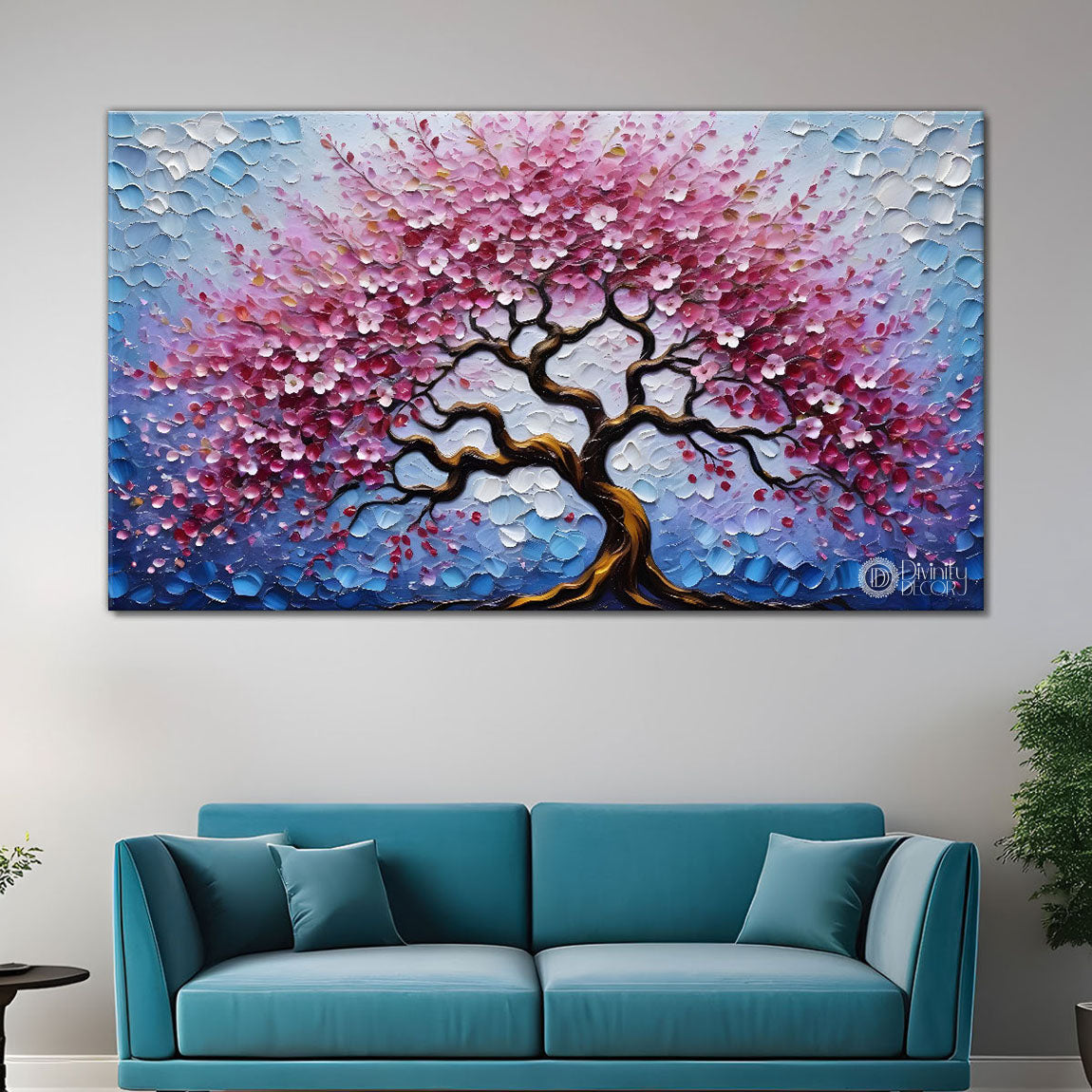 Spring tree in textured modern art Canvas Painting - Design - Tree-39