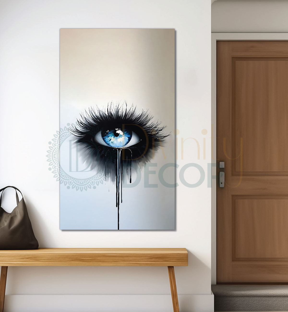Blue eye with off white background Canvas Painting - Design - Modern-V-3