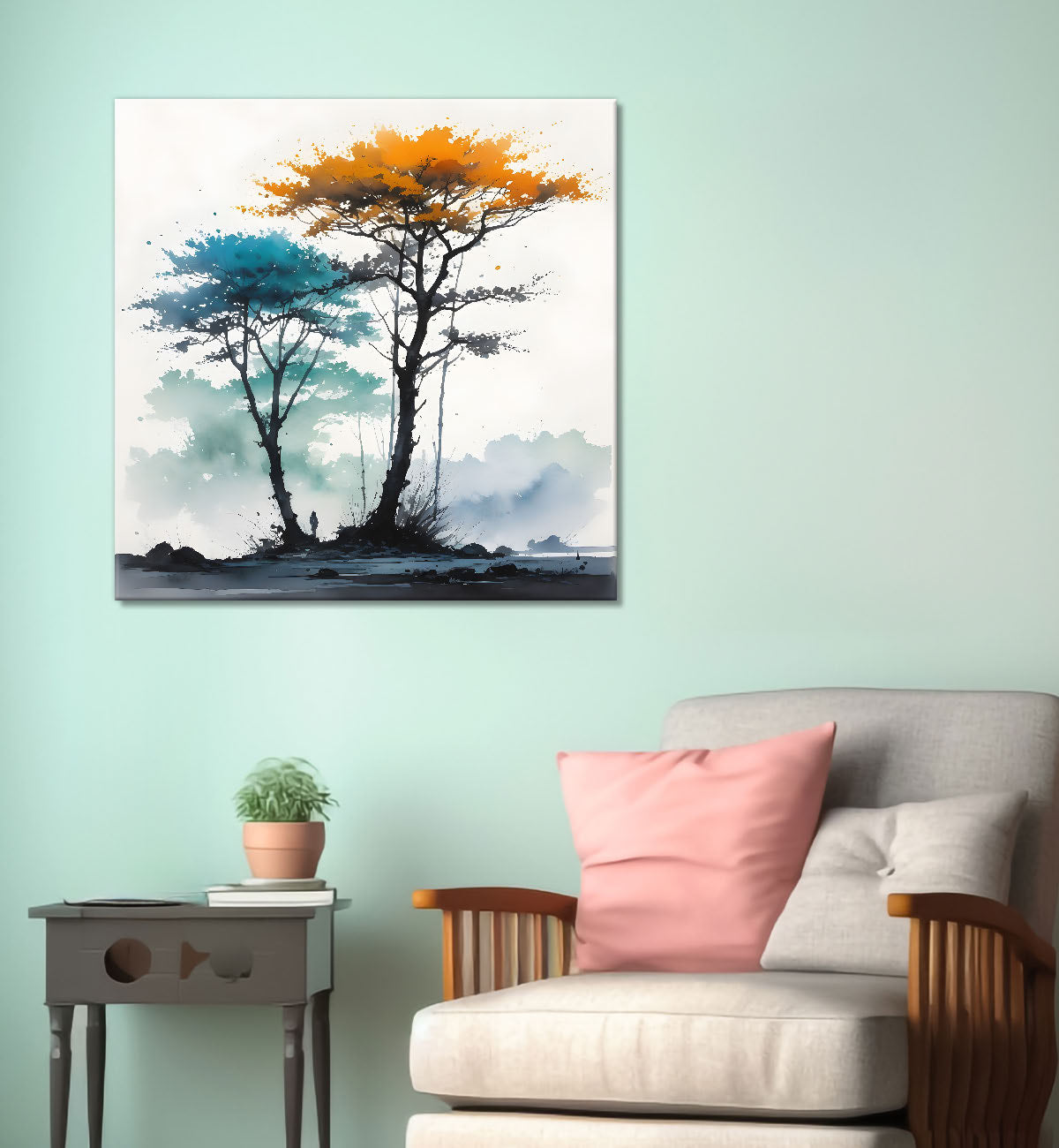 Colourful trees in painting Canvas Painting 24X24- Nature Art -S-56
