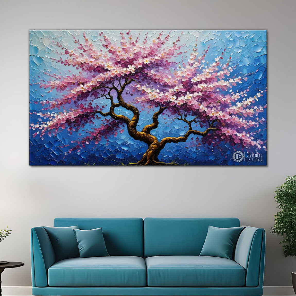 Spring tree in textured modern art Canvas Painting - Design - Tree-62