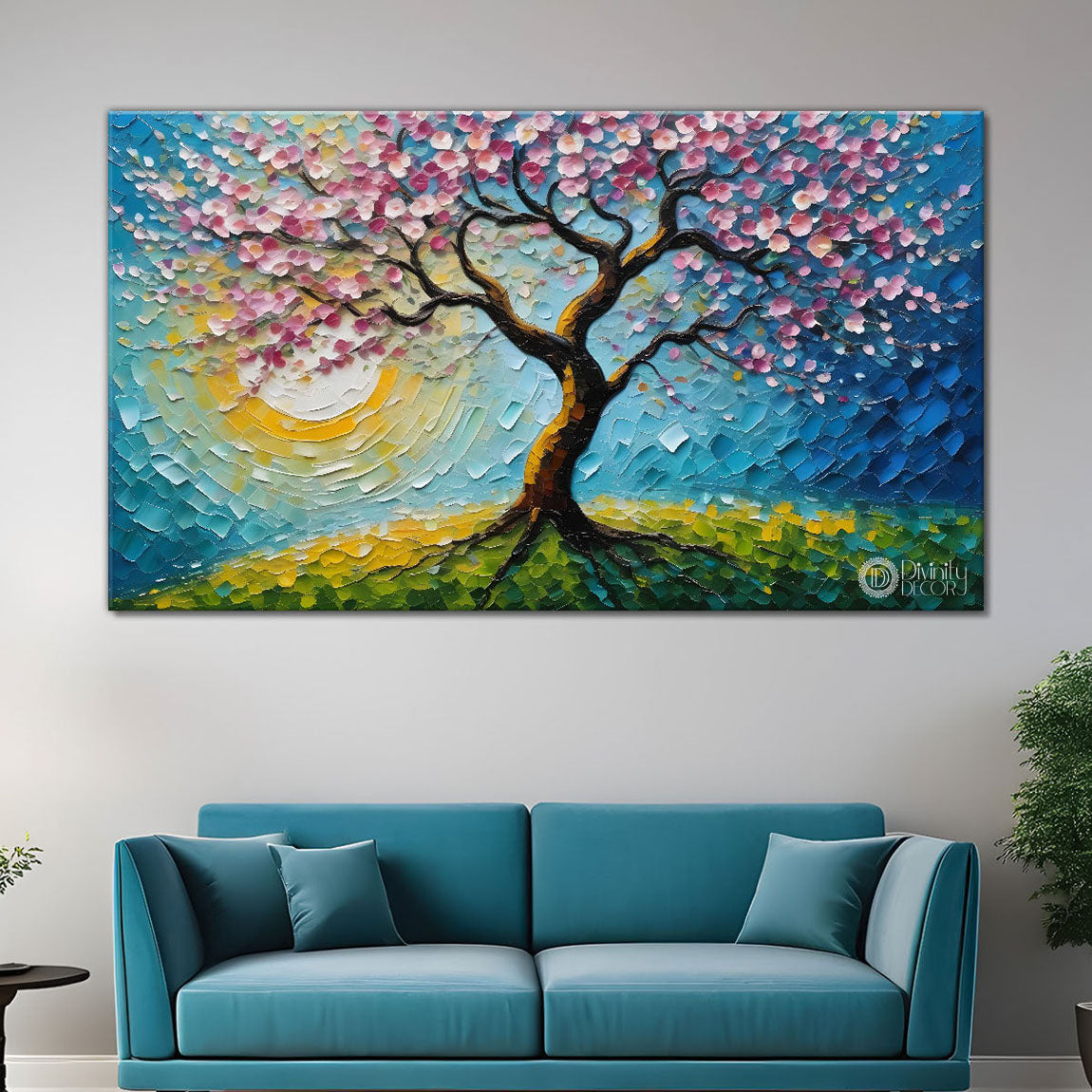 Spring tree in textured modern art Canvas Painting - Design - Tree-68