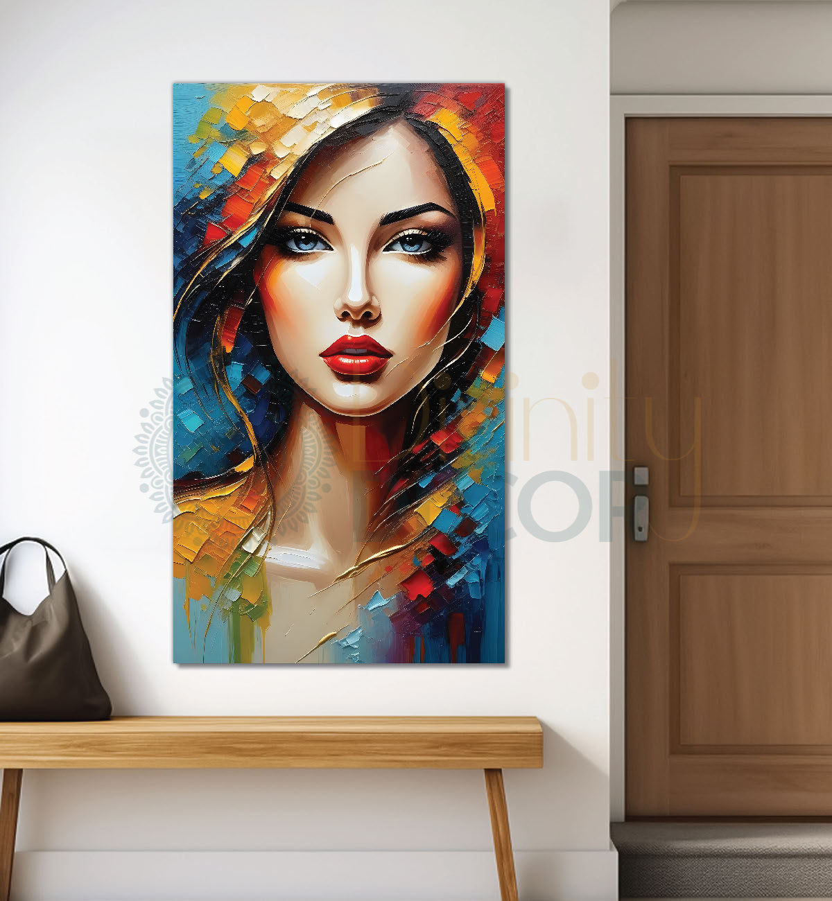 Colourful woman face textured modern art Canvas Painting - Design - Modern-V-6