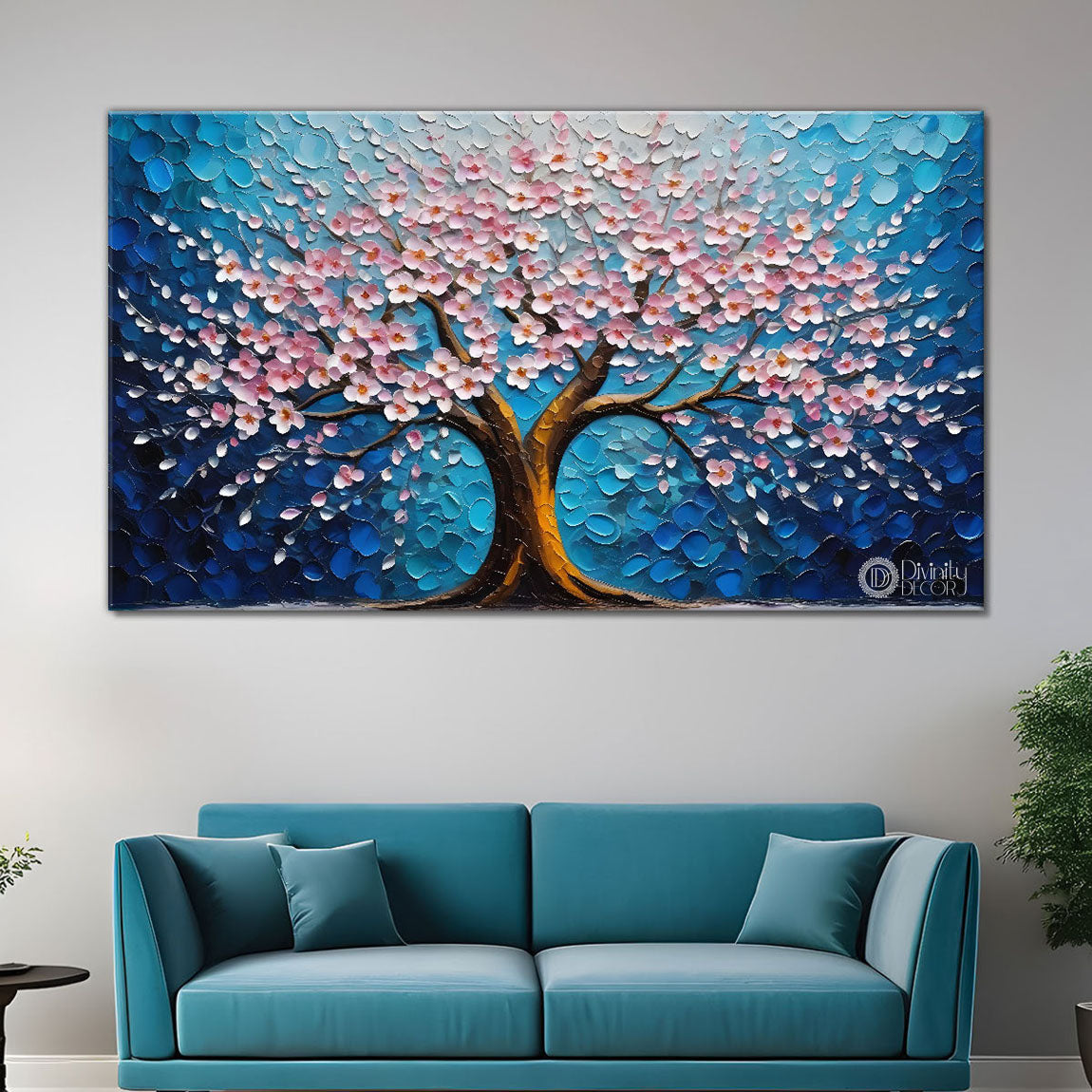 Spring tree in textured modern art Canvas Painting - Design - Tree-77
