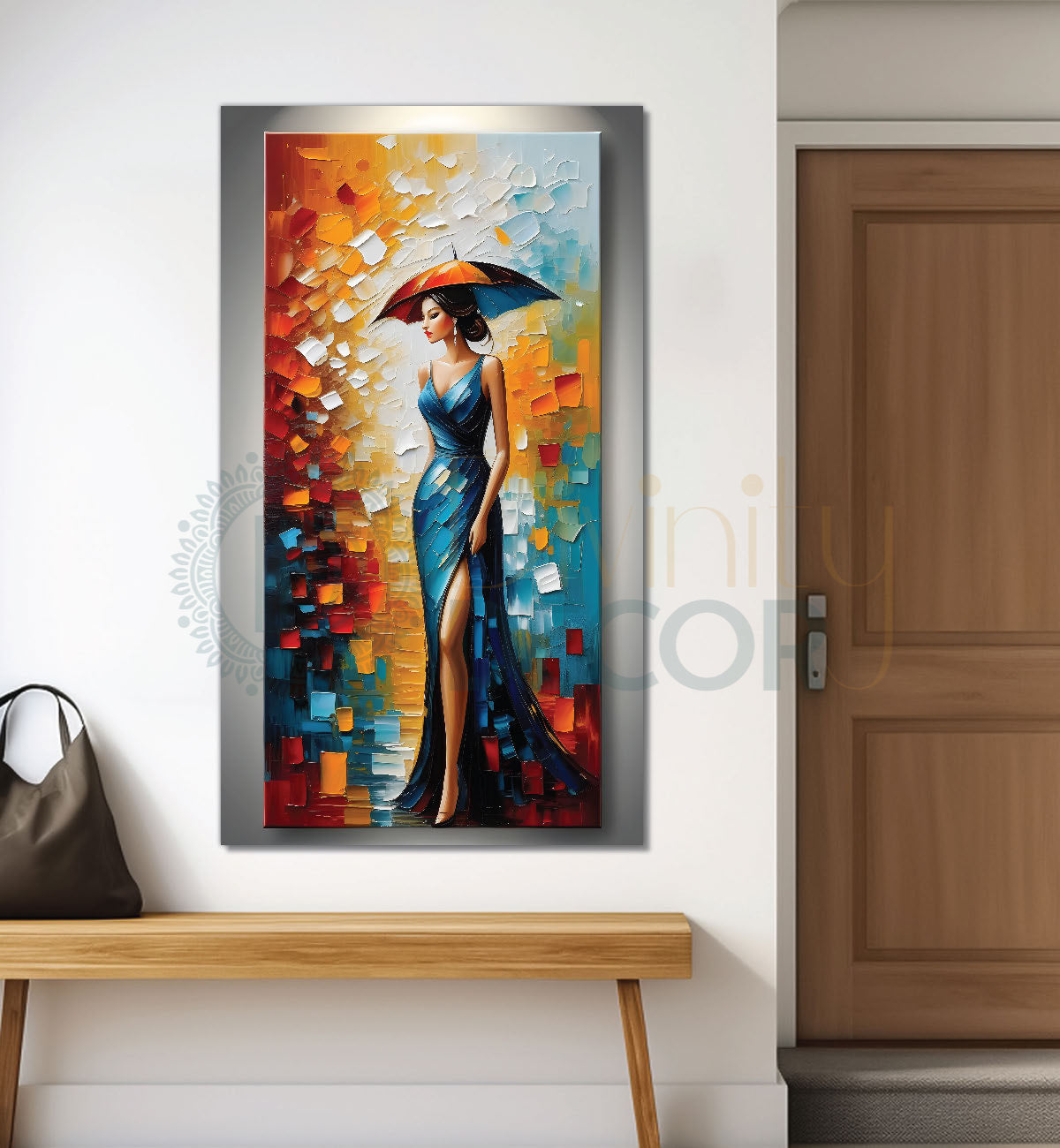 Colourful woman in texutred painting Canvas Painting - Design - Modern-V-7