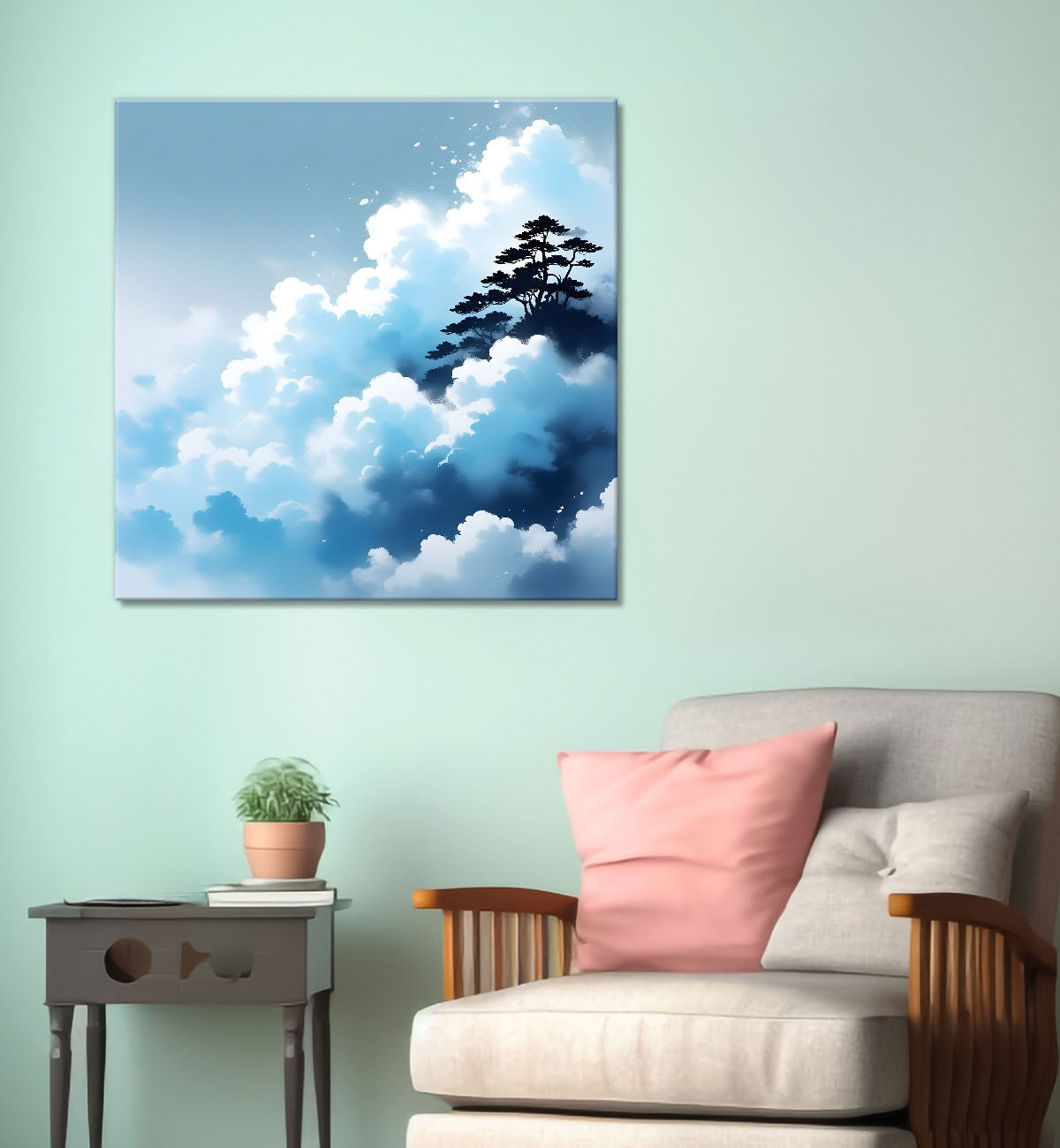 Clouds textured water colour painting 24X24- Nature Art -S-86