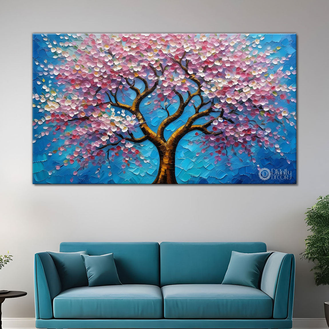 Spring tree in textured modern art Canvas Painting - Design - Tree-88