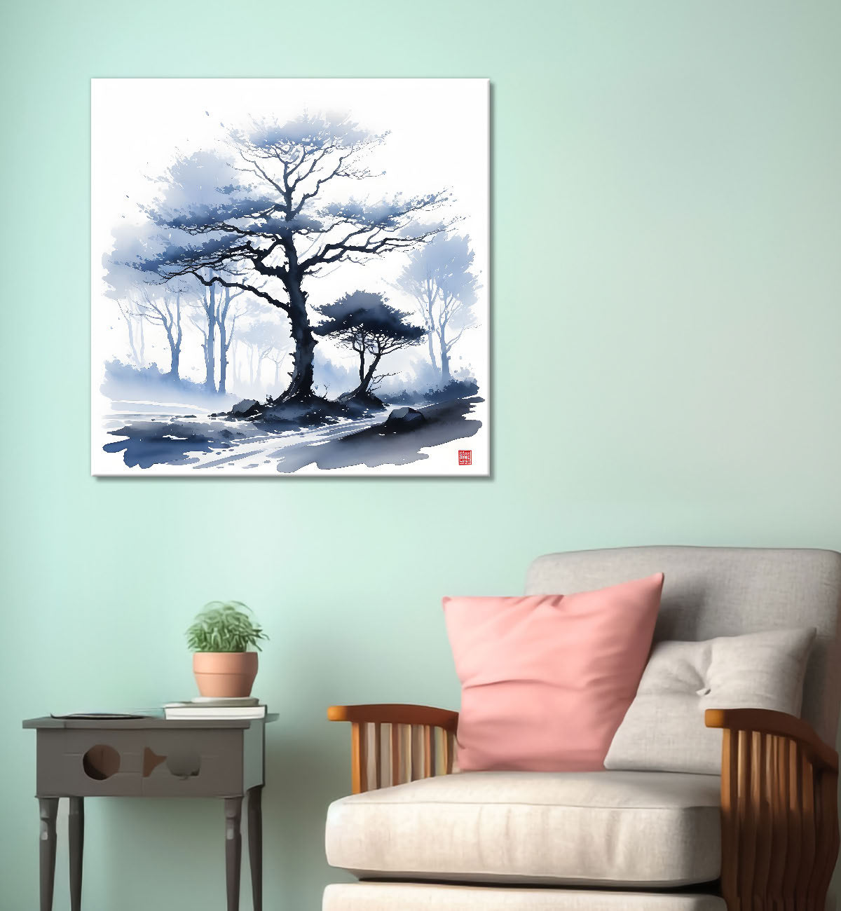 Grey tree water colour painting 24X24- Nature Art -S-88