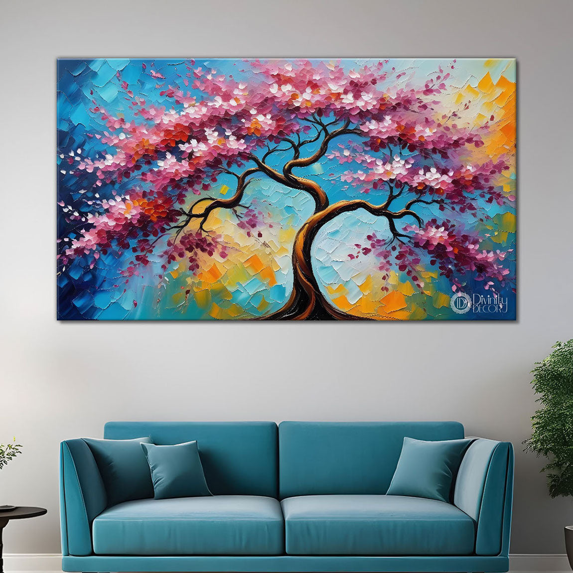 Spring tree in textured modern art Canvas Painting - Design - Tree-89