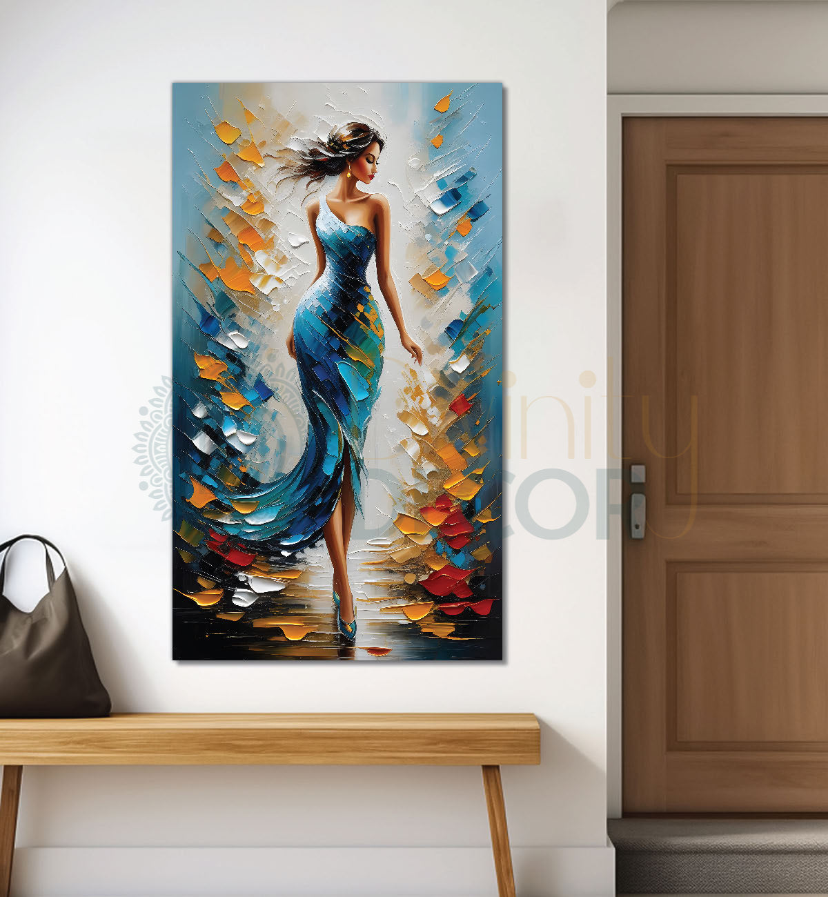 Woman with colourful background oil painting Canvas Painting - Design - Modern-V-8