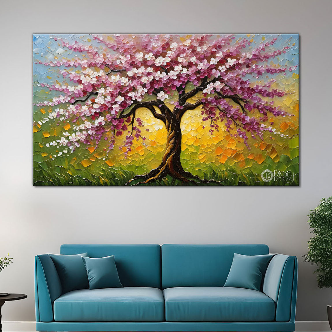 Spring tree in textured modern art Canvas Painting - Design - Tree-91