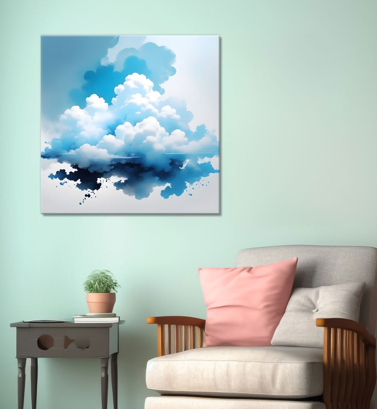 Clouds textured water colour painting 24X24- Nature Art -S-91