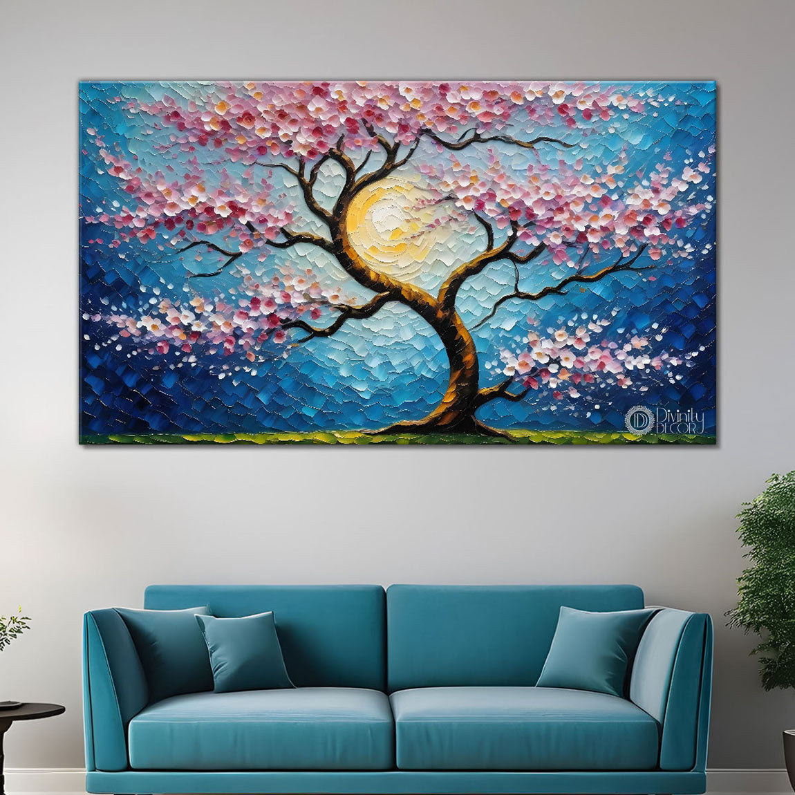 Spring tree in textured modern art Canvas Painting - Design - Tree-94