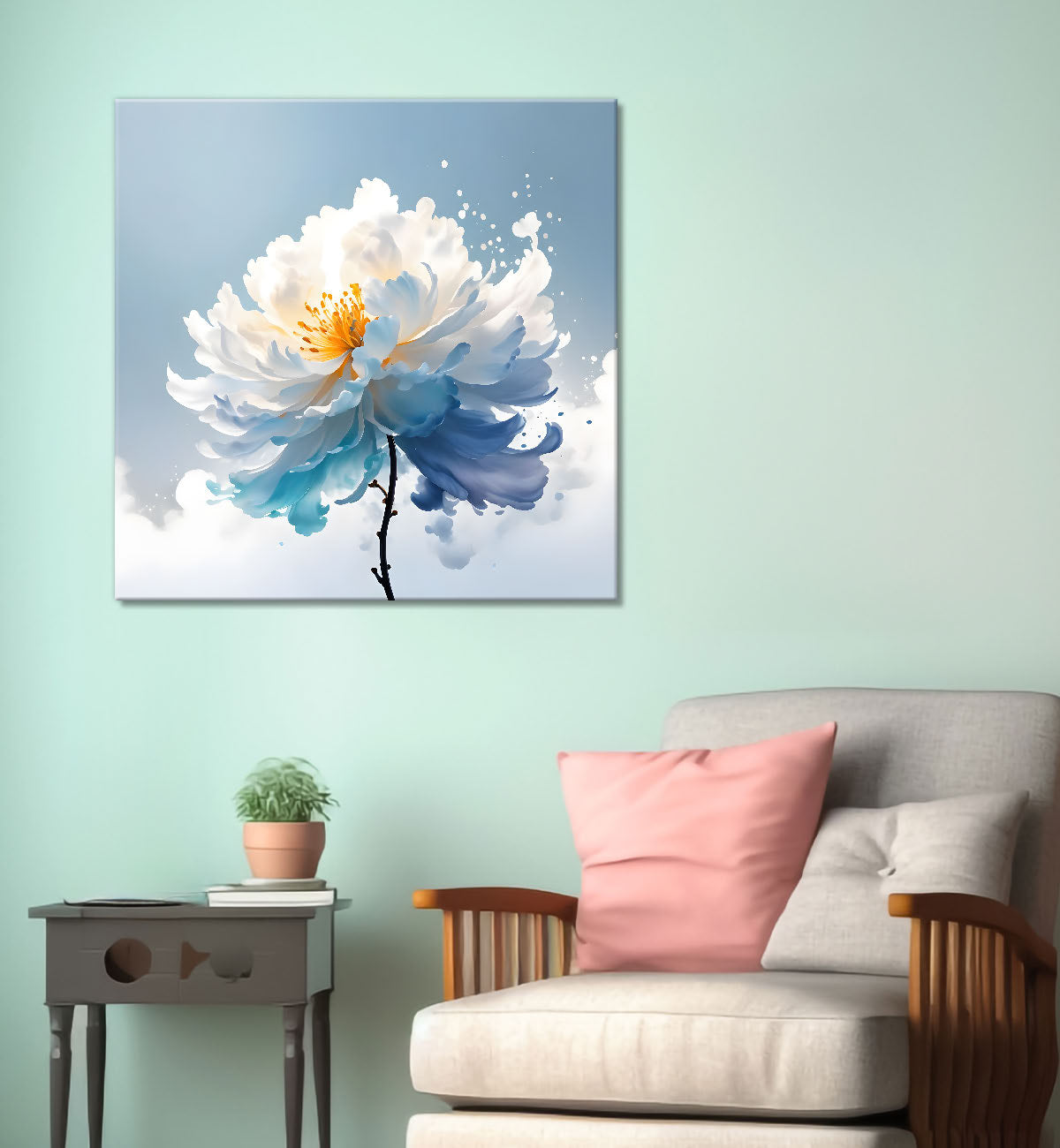 White tree in water colour painting  24X24  - Nature Art -S-94