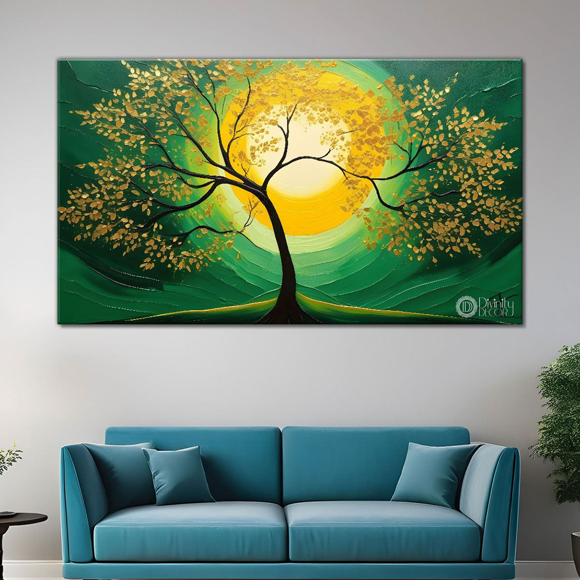 Spring tree in textured modern art Canvas Painting - Design - Tree-97