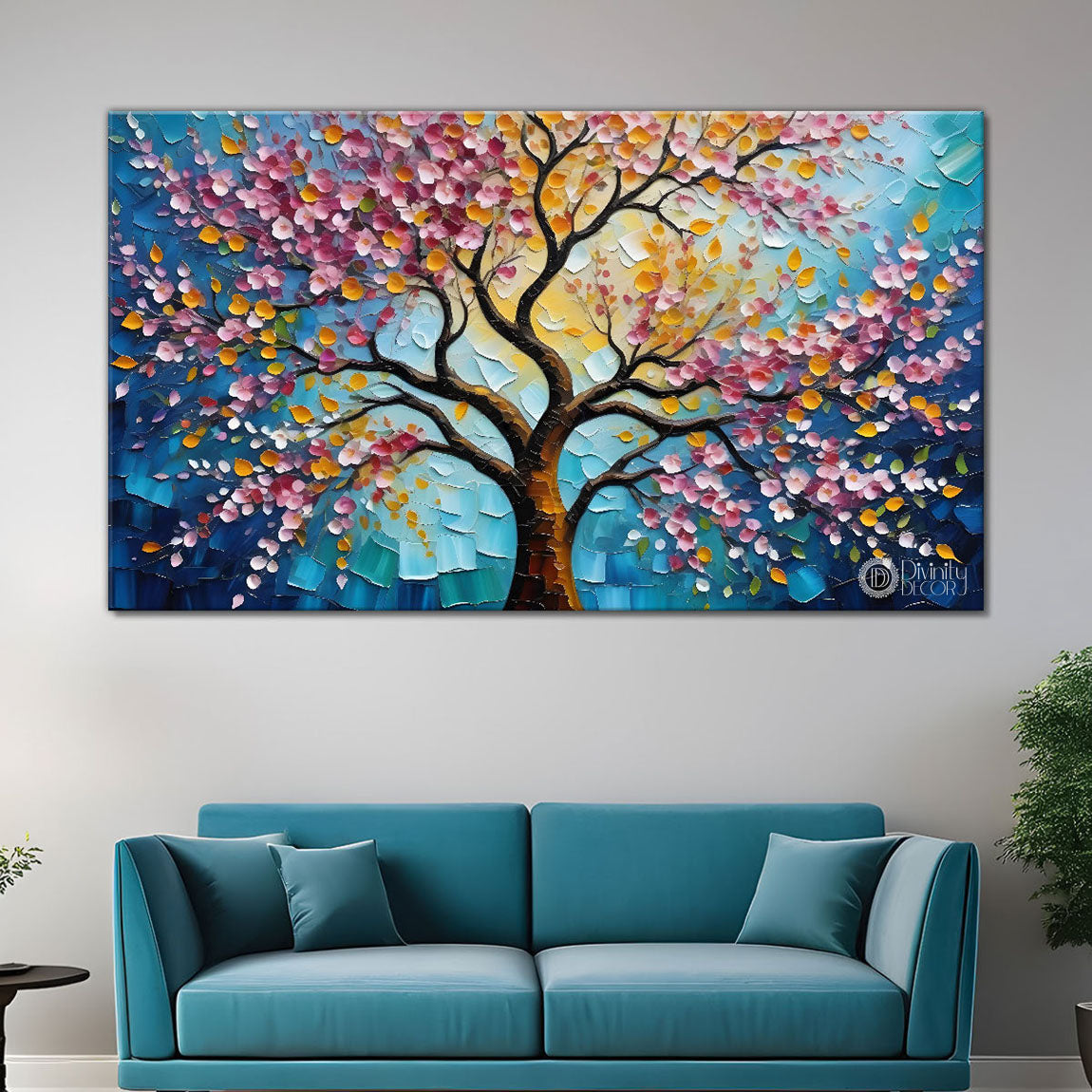 Spring tree in textured modern art Canvas Painting - Design - Tree-98
