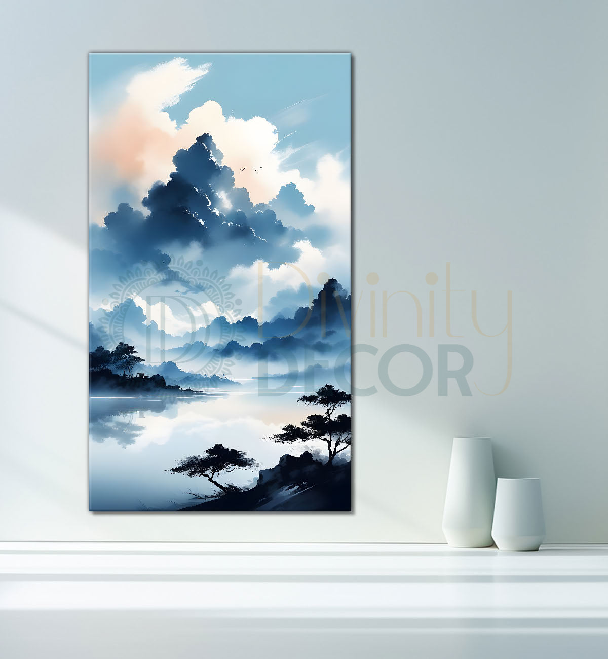 Mountains in clouds textured natural art Canvas Painting - Nature Art -V-98