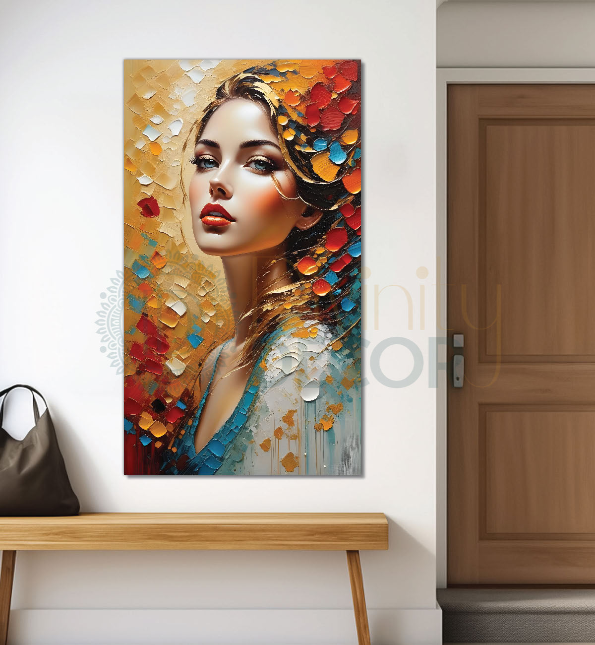 Woman with colourful background oil painting Canvas Painting - Design - Modern-V-9