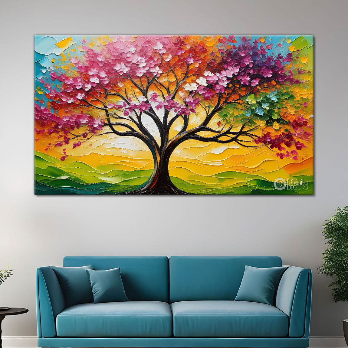 Spring tree in textured modern art Canvas Painting - Design - Tree-100