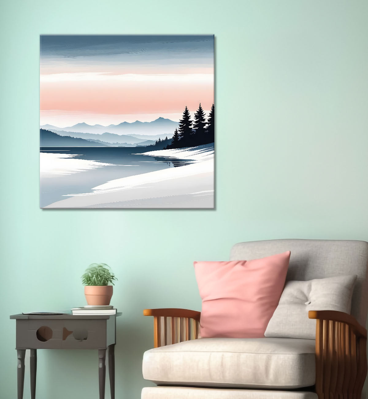 Beach with sea water colour painting - Nature Art -S-104