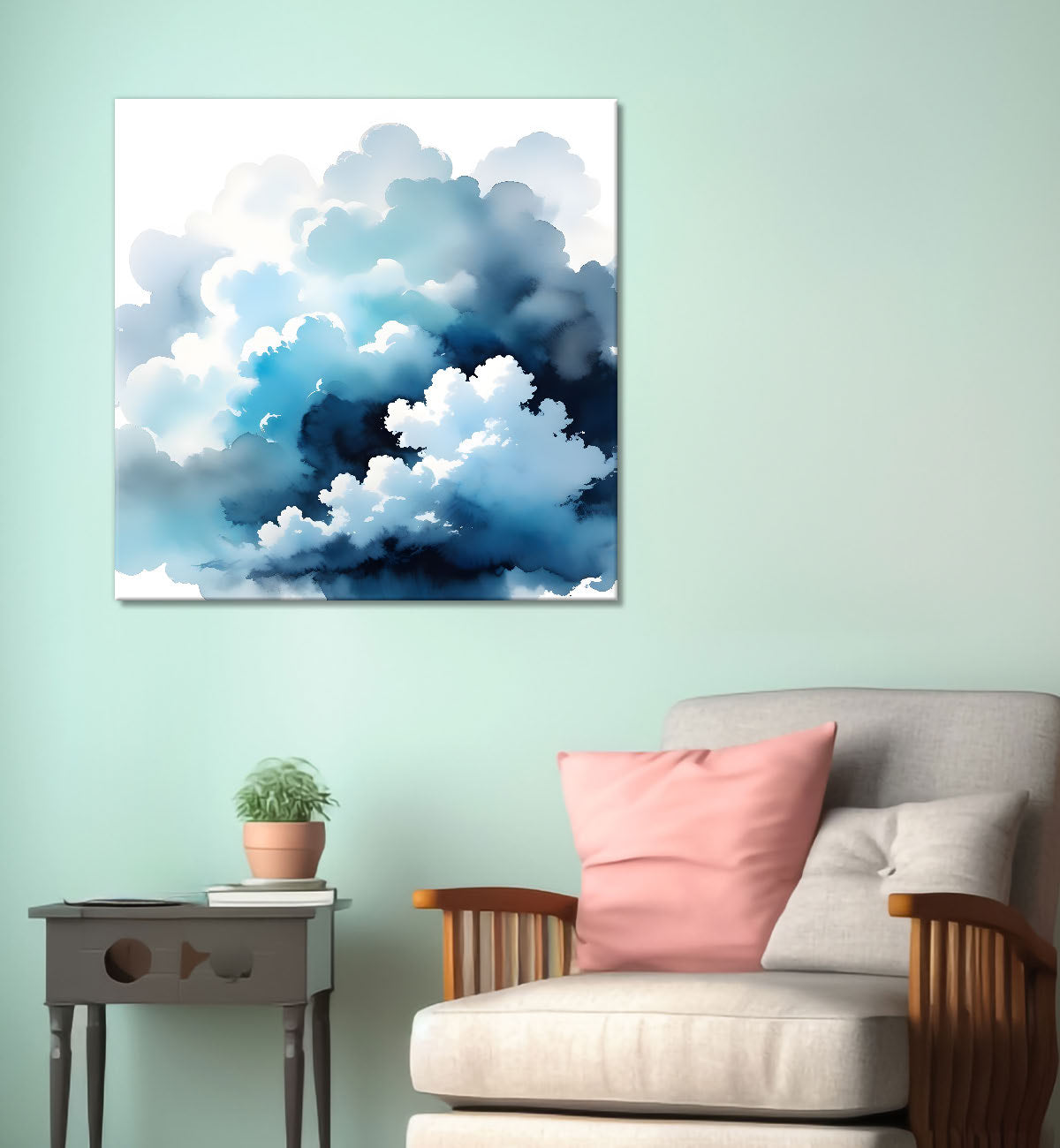 Clouds textured water colour painting 24X24  - Nature Art -S-105