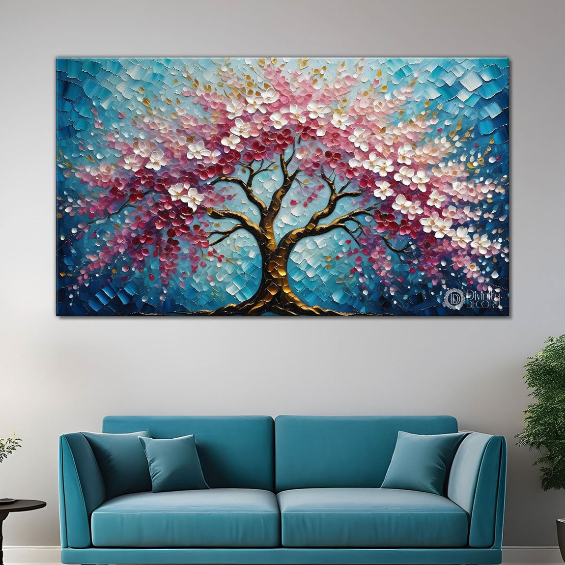 Spring tree in textured modern art - Design - Tree-105