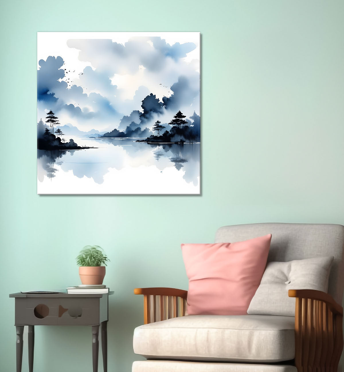 Clouds textured water colour painting  24X24 - Nature Art -S-106