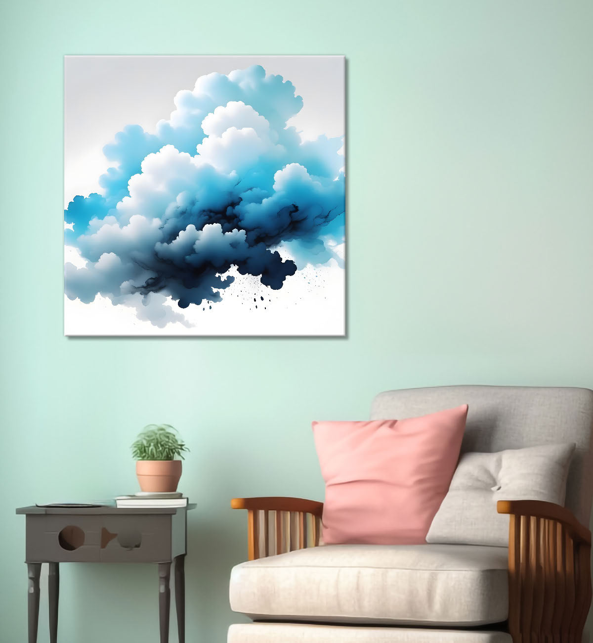 Clouds textured water colour painting 24X24  - Nature Art -S-107