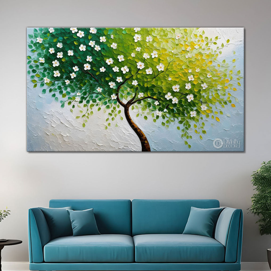 Green tree in bright textured modern art - Design - Tree-108