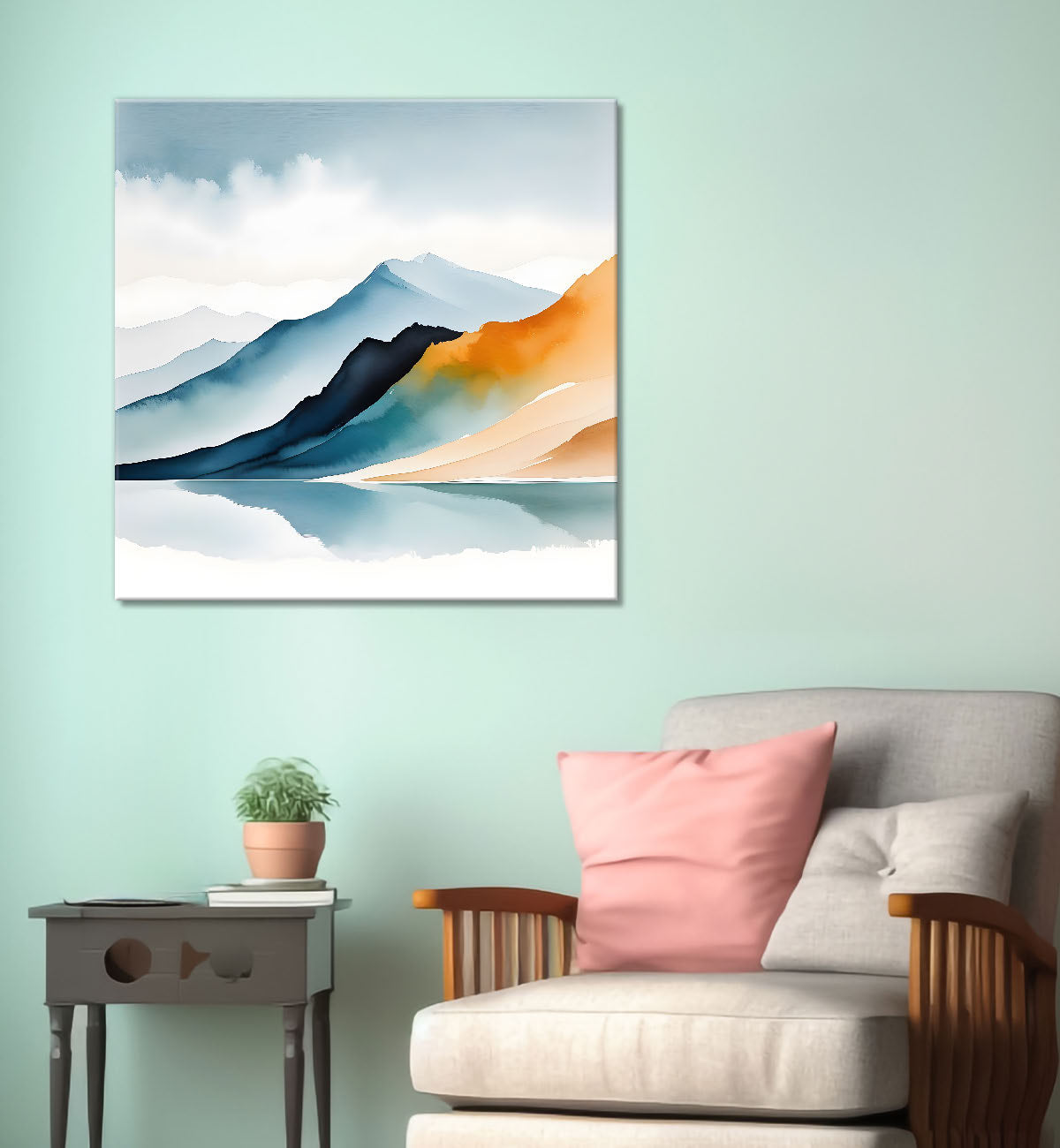 Mountains  in textured water colour painting 24X24   - Nature Art -S-109