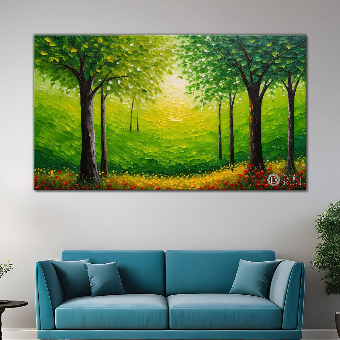 Green tree in bright textured modern art - Design - Tree-109