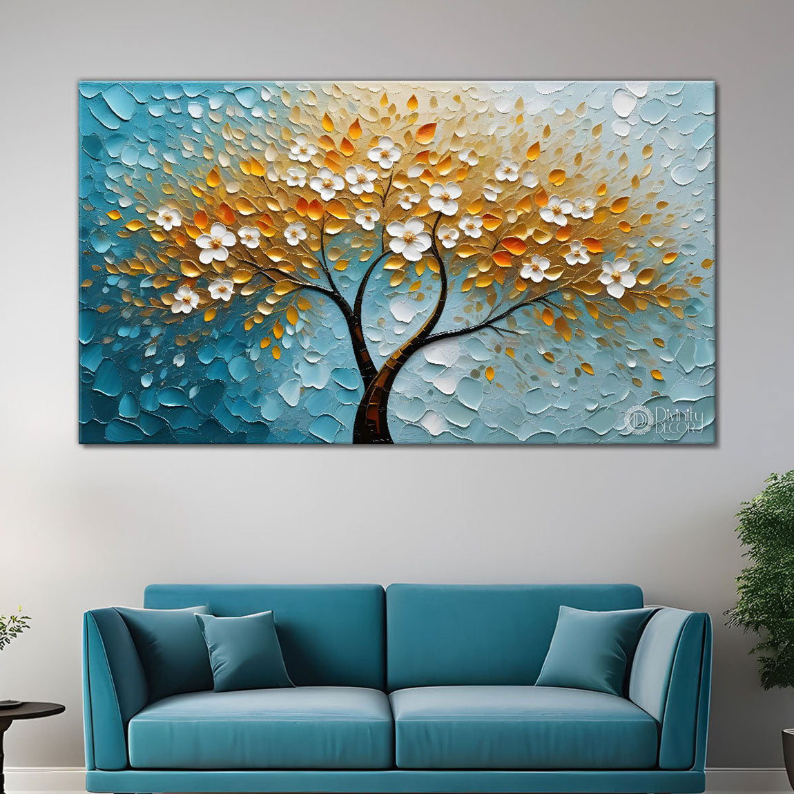Spring tree in textured modern art- Design - Tree-112