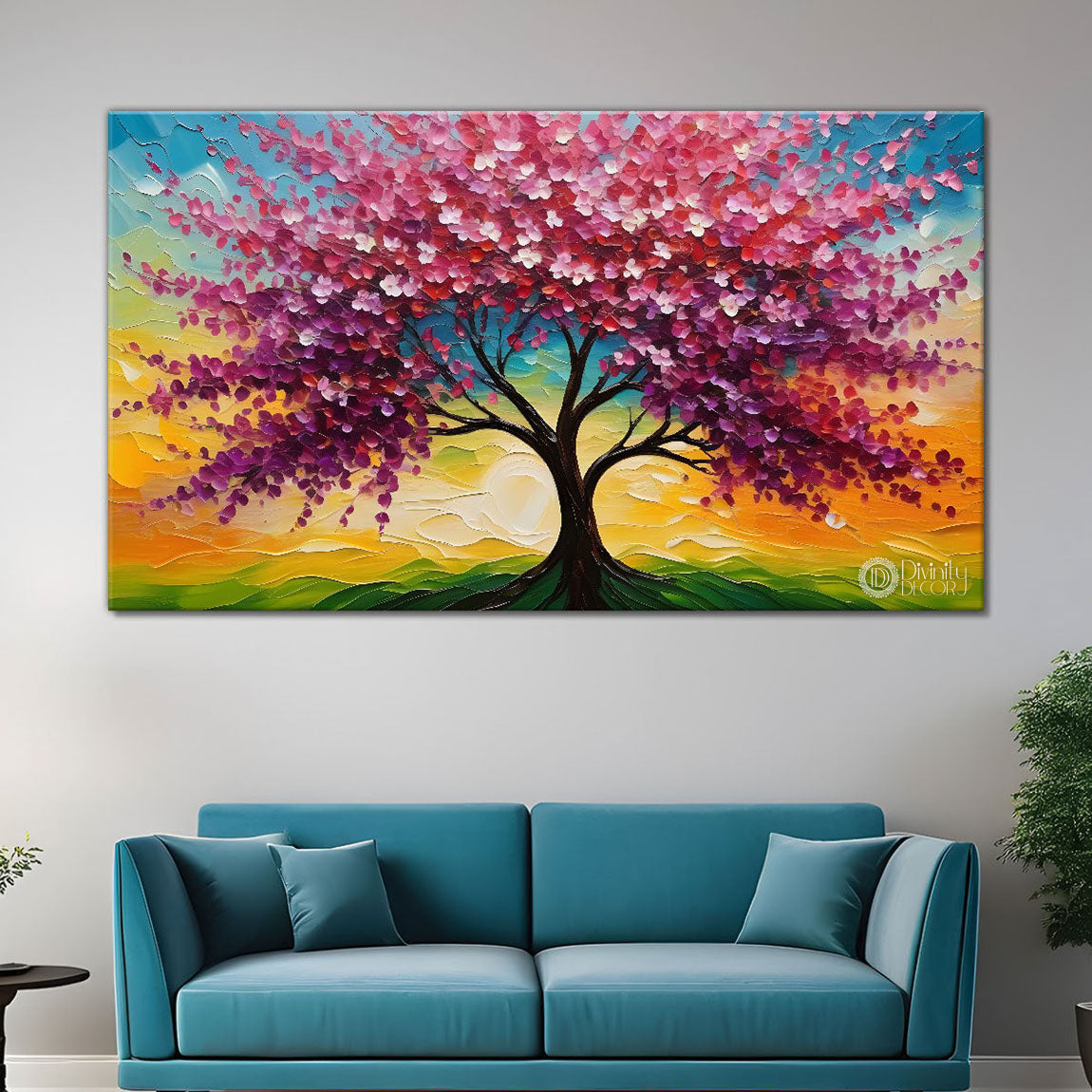 Spring tree in textured modern art- Design - Tree-117
