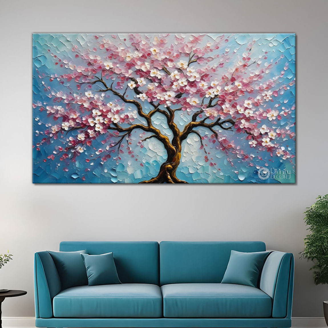 Spring tree in textured modern art- Design - Tree-119
