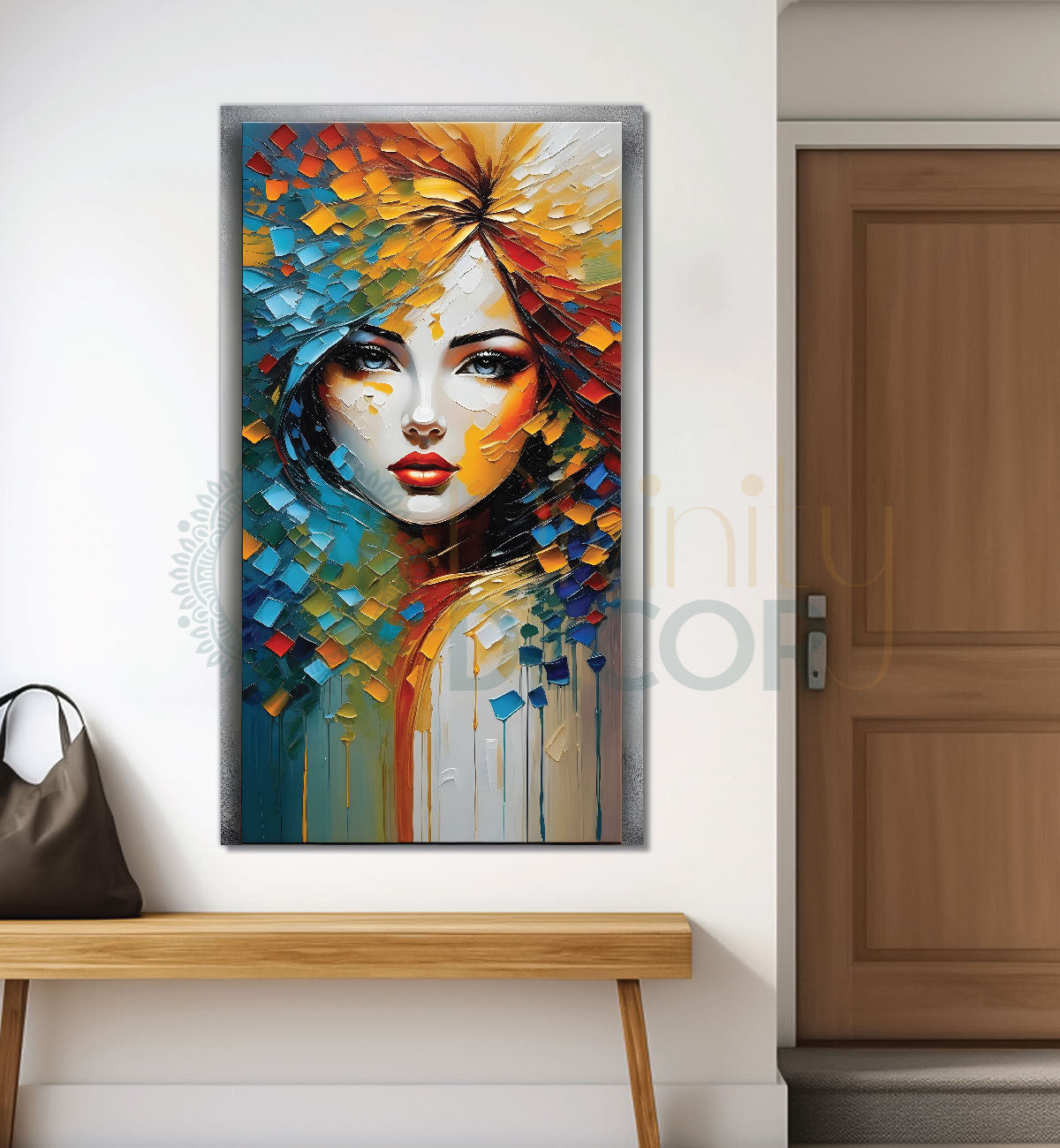 Colourful woman face textured modern art Canvas Painting - Design - Modern-V-11