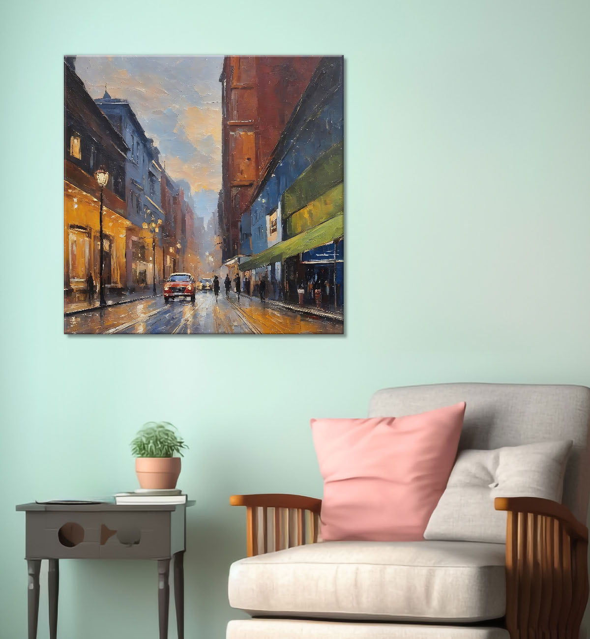 City view in water colour painting 24X24 - Nature Art -S-122