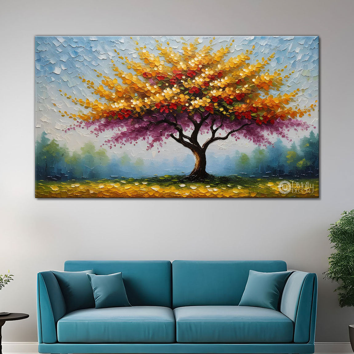 Colorful tree in textured modern art- Design - Tree-122