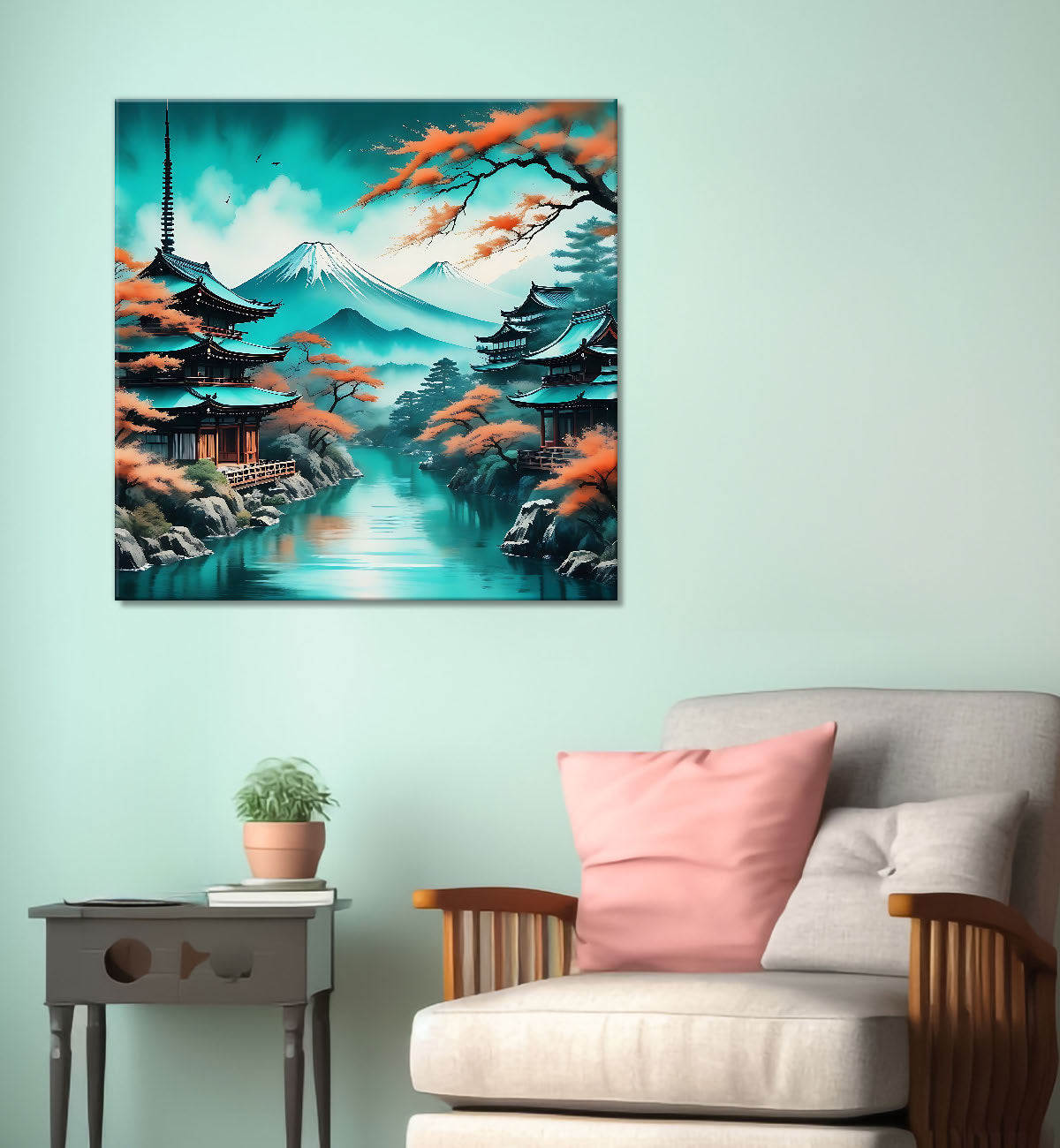 Mountain and the tree painting 24X24 - Nature Art -S-123