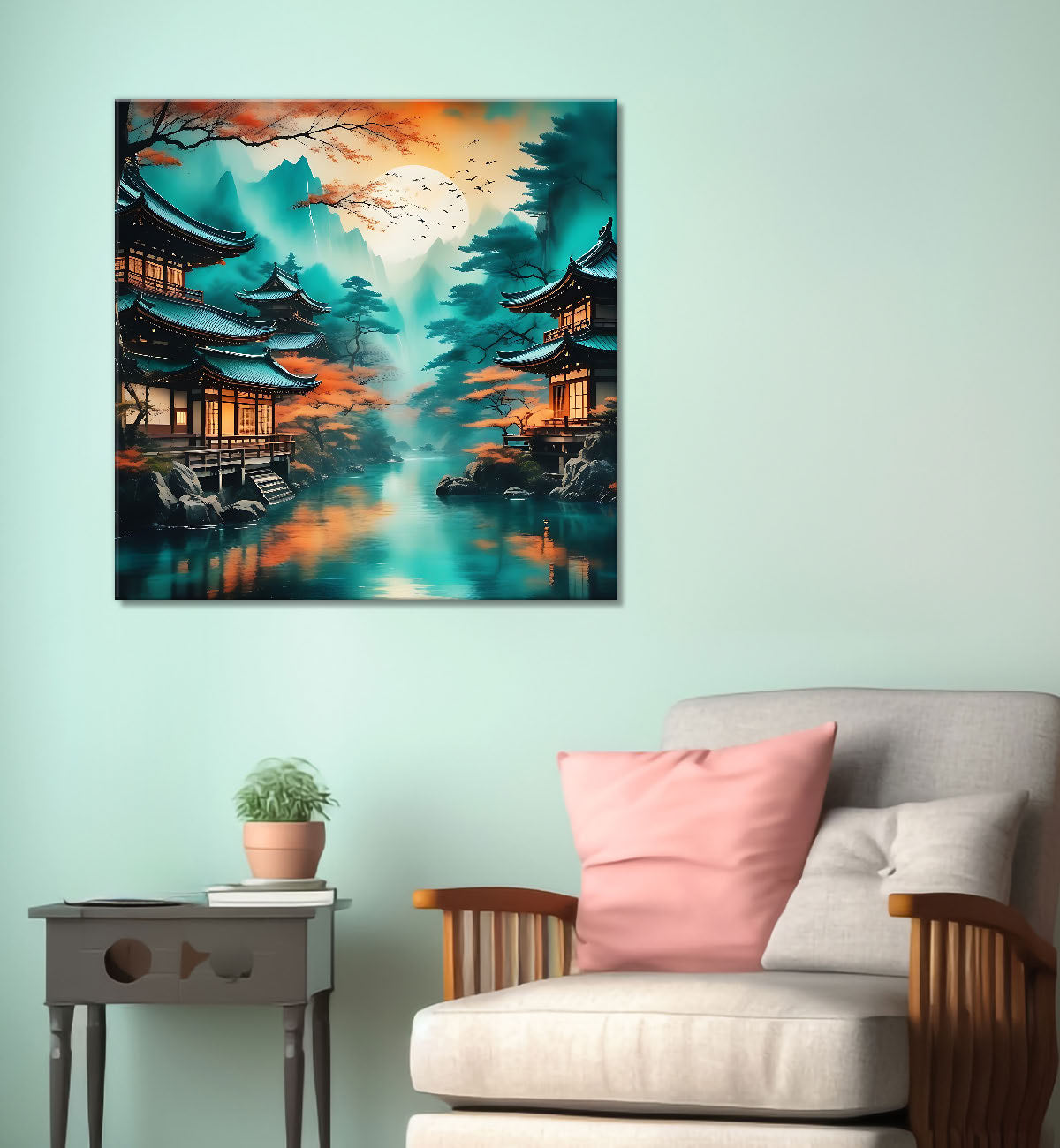 Mountain and the tree painting 24X24 - Nature Art -S-124