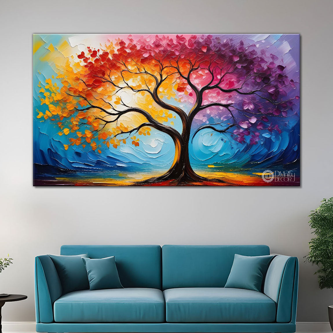 Spring tree in textured modern art- Design - Tree-126
