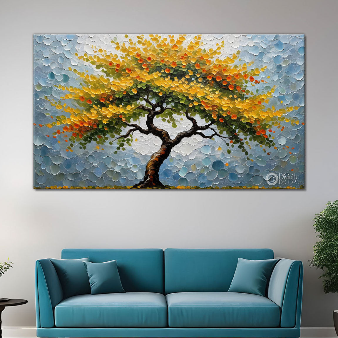 Orange tree in textured modern art- Design - Tree-127