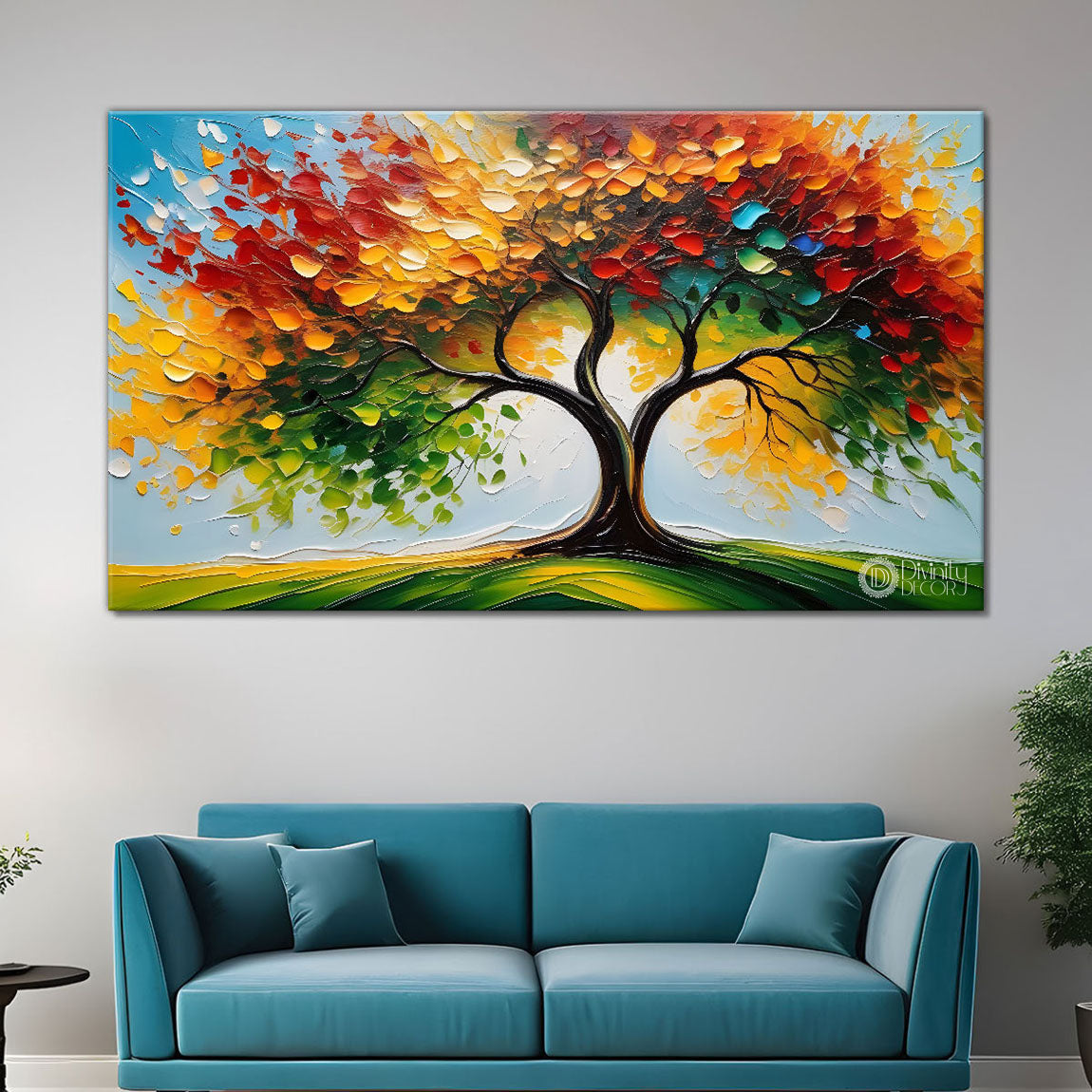 Colorful tree in textured modern art- Design - Tree-129