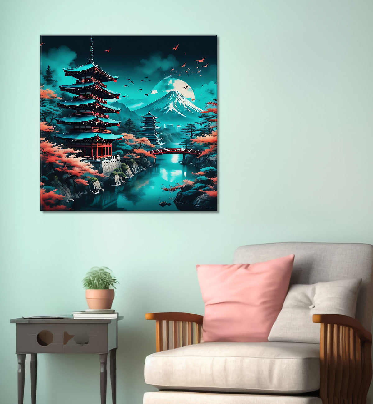 Tree with mountains painting 24X24- Nature Art -S-130